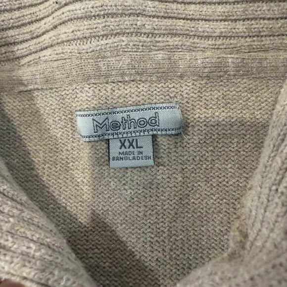 Method Pullover Tan Knit Long Sleeve Shawl Neck Sweater Mens XXL Casual Workwear - Picture 4 of 7